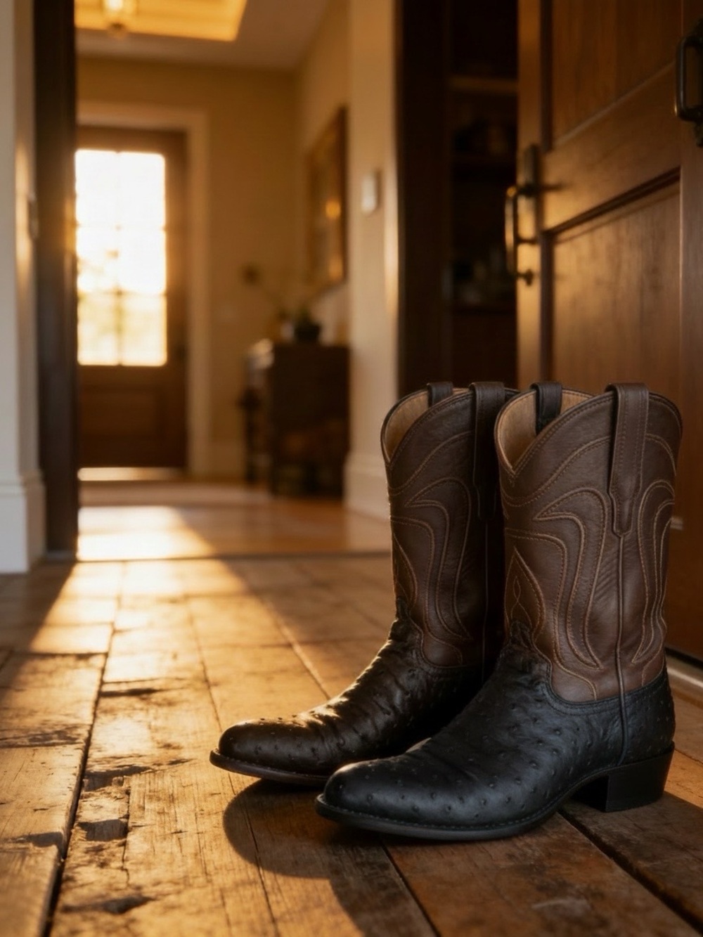 Tecovas Men’s 9.5 D Full Quill Ostrich “The Wyatt” Pecan - Picture 3 of 17